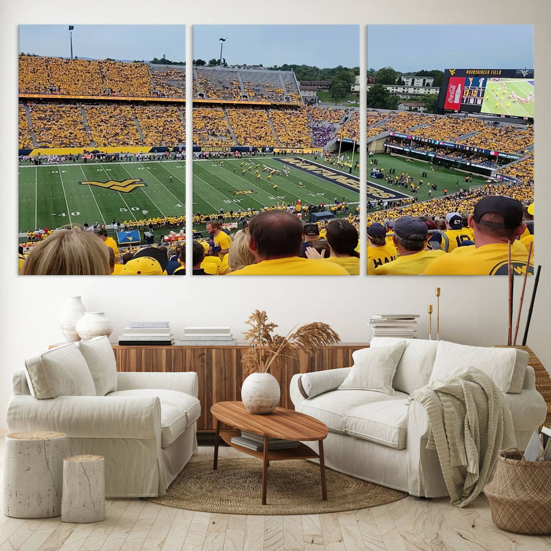 West Virginia University Mountaineers Football Team Print - Milan Puskar Stadium Canvas Print Wall Art, Morgantown Print