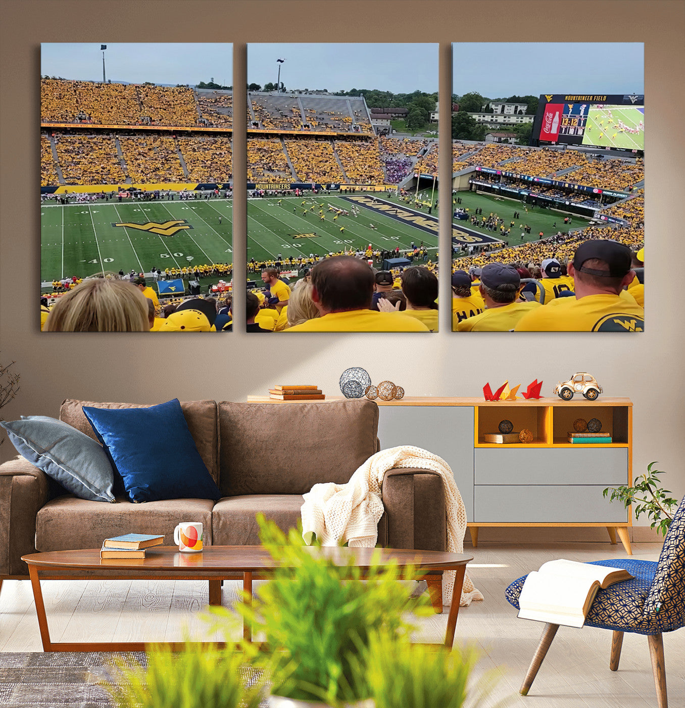 MGV-CV-60X30-3P - Puskar Stadium Canvas Print Wall Art - Morgantown Print - West Virginia University Mountaineers