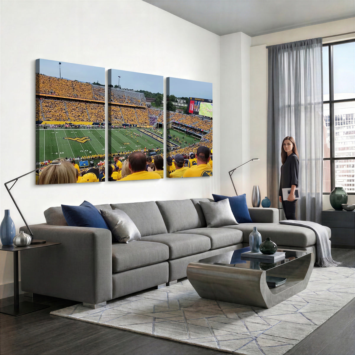 18056-MGV-CV-36X24 - Puskar Stadium Canvas Print Wall Art, Morgantown Print