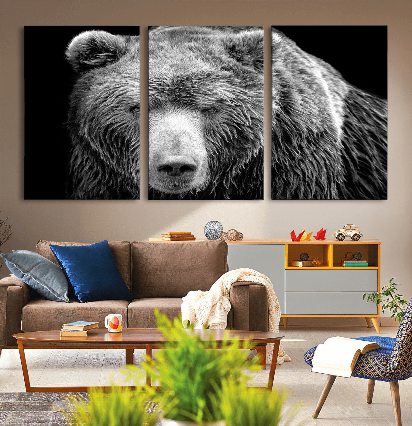MGV-CV-60X30-3P - 399 Grizzly Bear Canvas Print | Ready to Hang Wall Art | Rustic Farmhouse & Cabin Decor | Wildlife