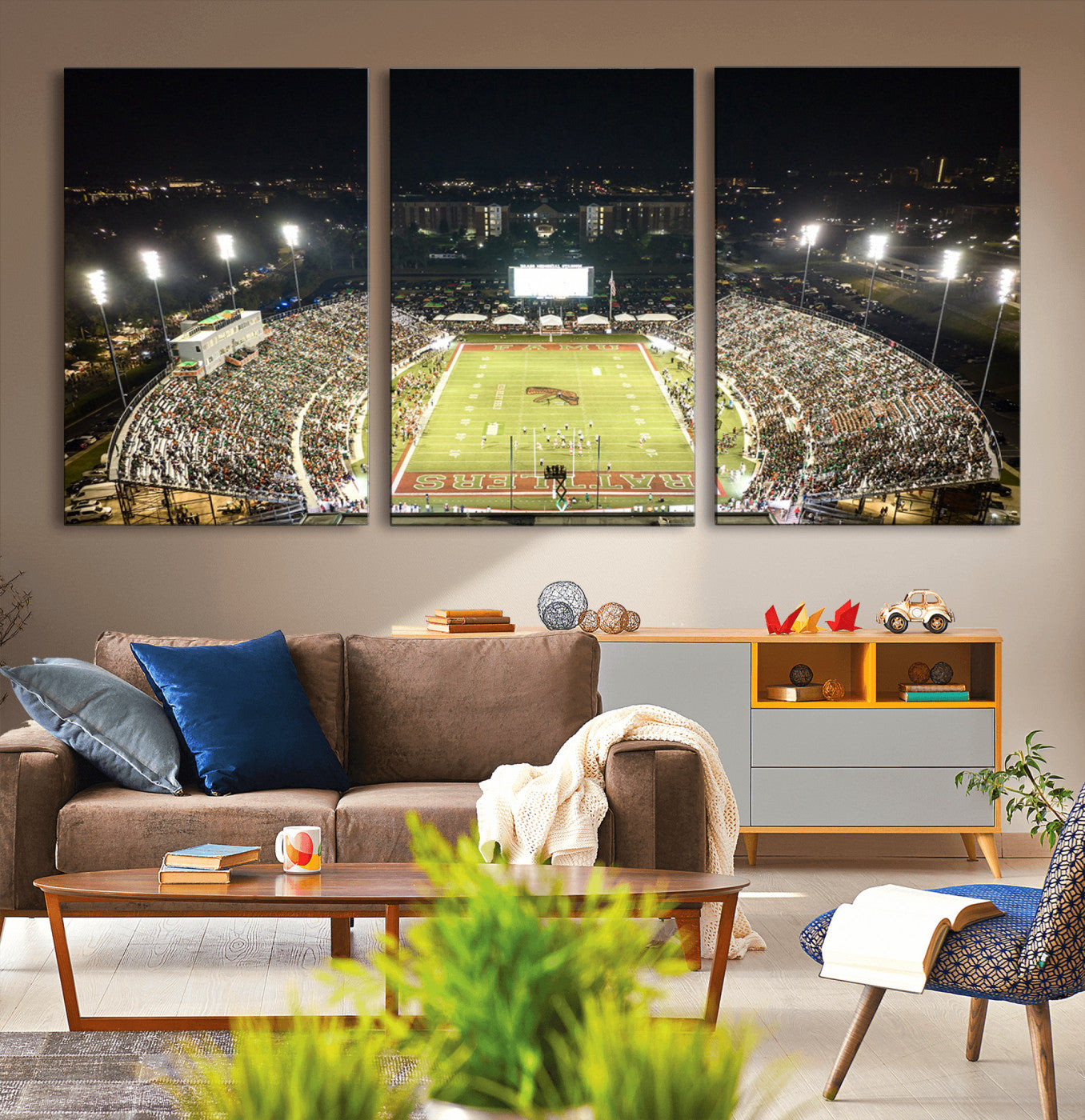 MGV-CV-60X30-3P - Florida A&M Rattlers Football Team Print - Tallahassee Bragg Memorial Stadium Wall Art Canvas Print