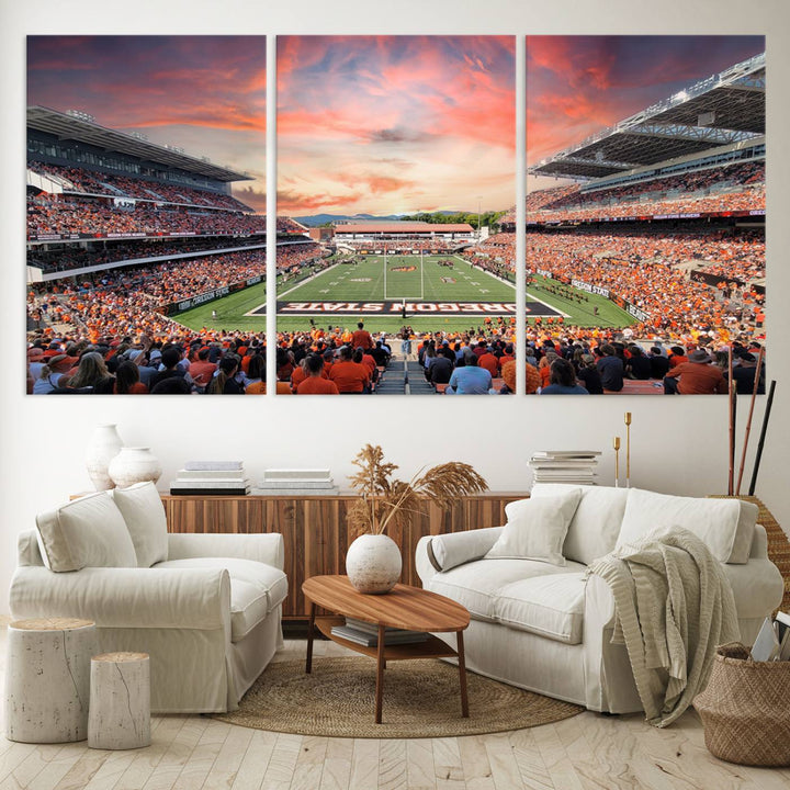 Oregon State Beavers Football Team Print - Corvallis Reser Stadium Wall Art Canvas Print