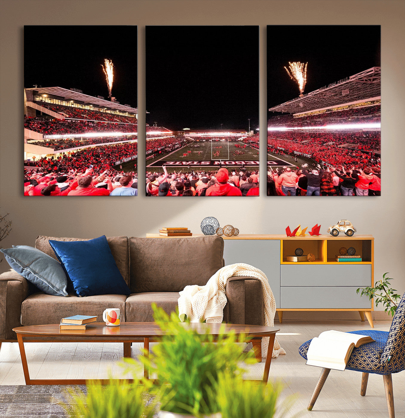 MGV-CV-60X30-3P - Oregon State Beavers Football Team Print - Corvallis Reser Stadium Wall Art Canvas Print