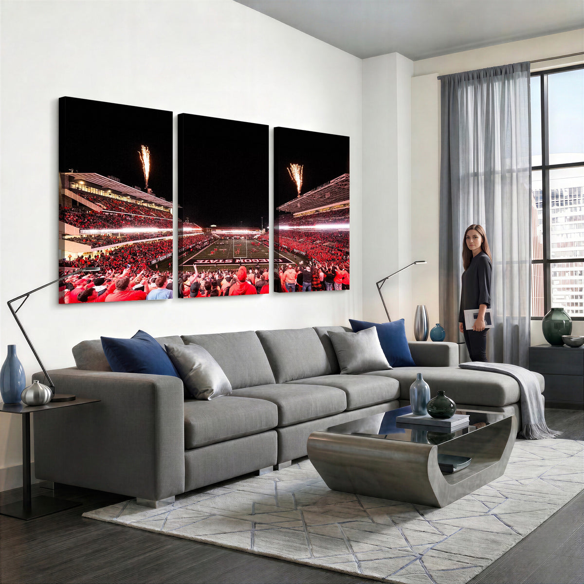 52633-MGV-CV-36X24 - Oregon State Beavers Football Team Print, Corvallis Reser, Framed and Ready to Hang