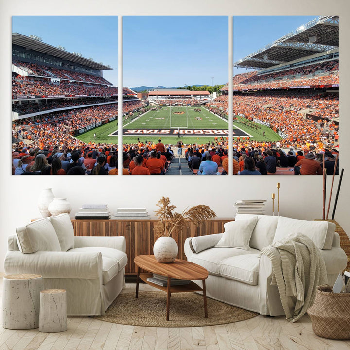 Oregon State Beavers Football Team Print - Corvallis Reser Stadium Wall Art Canvas Print