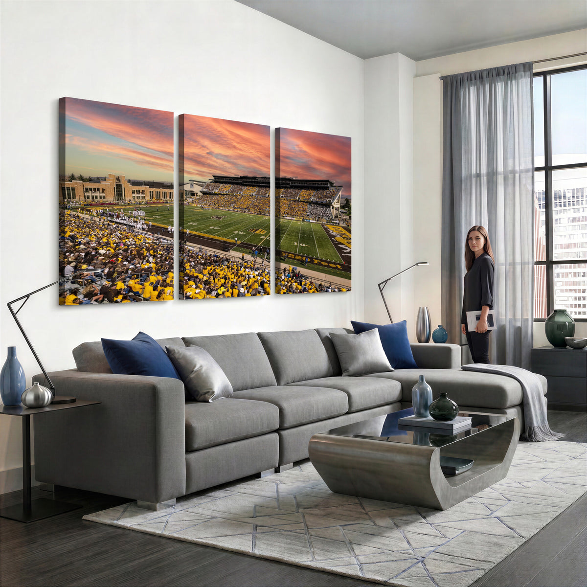 90508-MGV-CV-36X24 - University of Wyoming Cowboys Football Team Print, Laramie, Extra Large Game Room Wall Decor