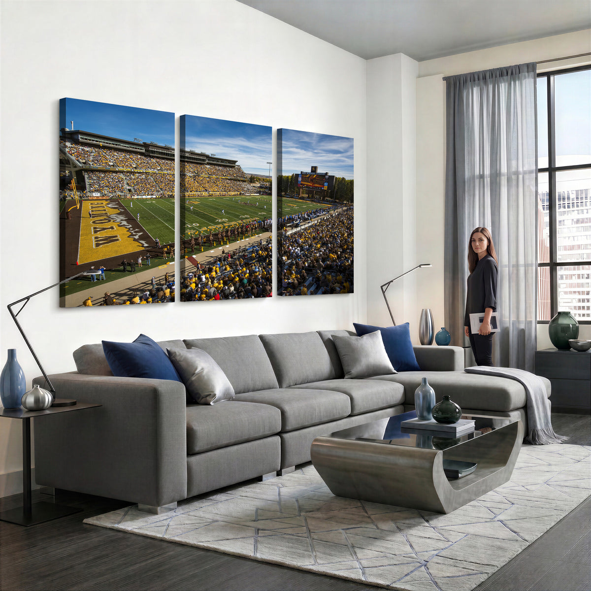 89846-MGV-CV-36X24 - University of Wyoming Cowboys Football Team Print, Laramie, Man Cave Wall Decor