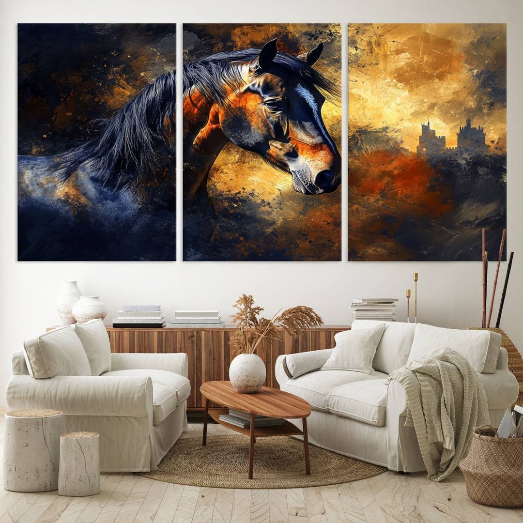 Abstract Horse Art Print - Abstract Canvas Wall Art | Perfect for Rustic Farmhouse, Modern, or Equestrian Wall Decor | Horse Lovers Home Decor