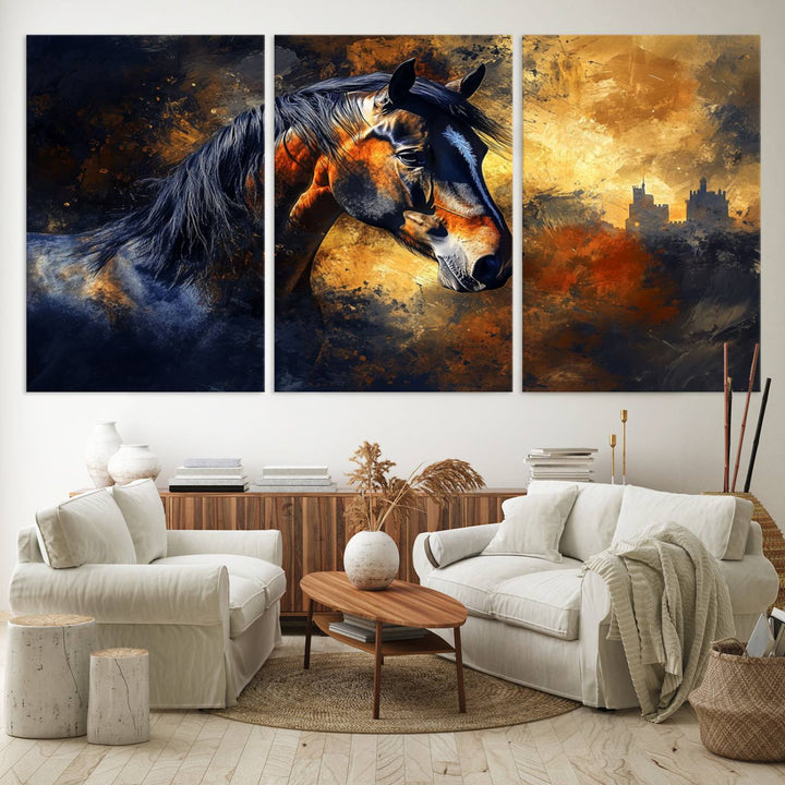 Abstract Horse Art Print - Abstract Canvas Wall Art | Perfect for Rustic Farmhouse, Modern, or Equestrian Wall Decor | Horse Lovers Home Decor