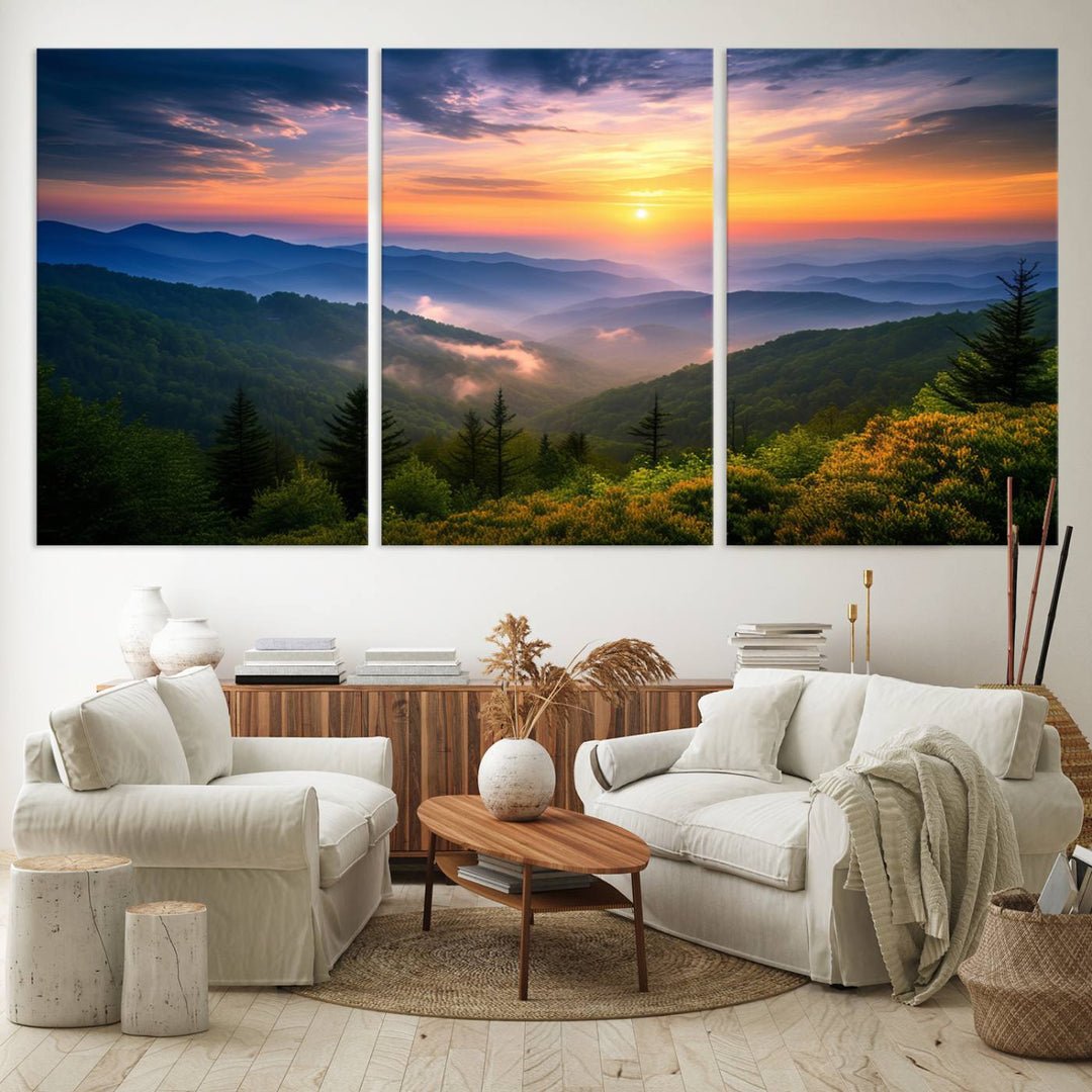 Majestic Mountain Sunrise Landscape Wall Art | Canvas Print Ready to Hang | Perfect for Farmhouse Wall Decor, Cabin Wall Art, Nature Lover’s Retreat