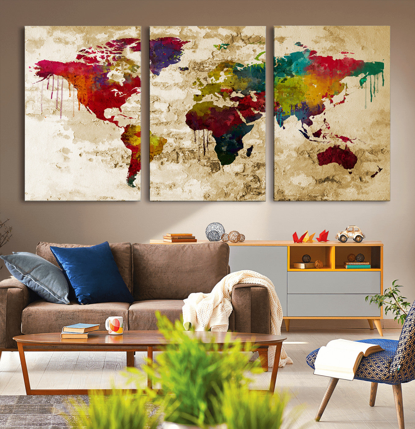 66852-MGV-CV-36X24-Push Pin World Map Canvas Print – Travel Tracker Wall Art for Couples, Perfect Anniversary Gift for Home or Office Decor