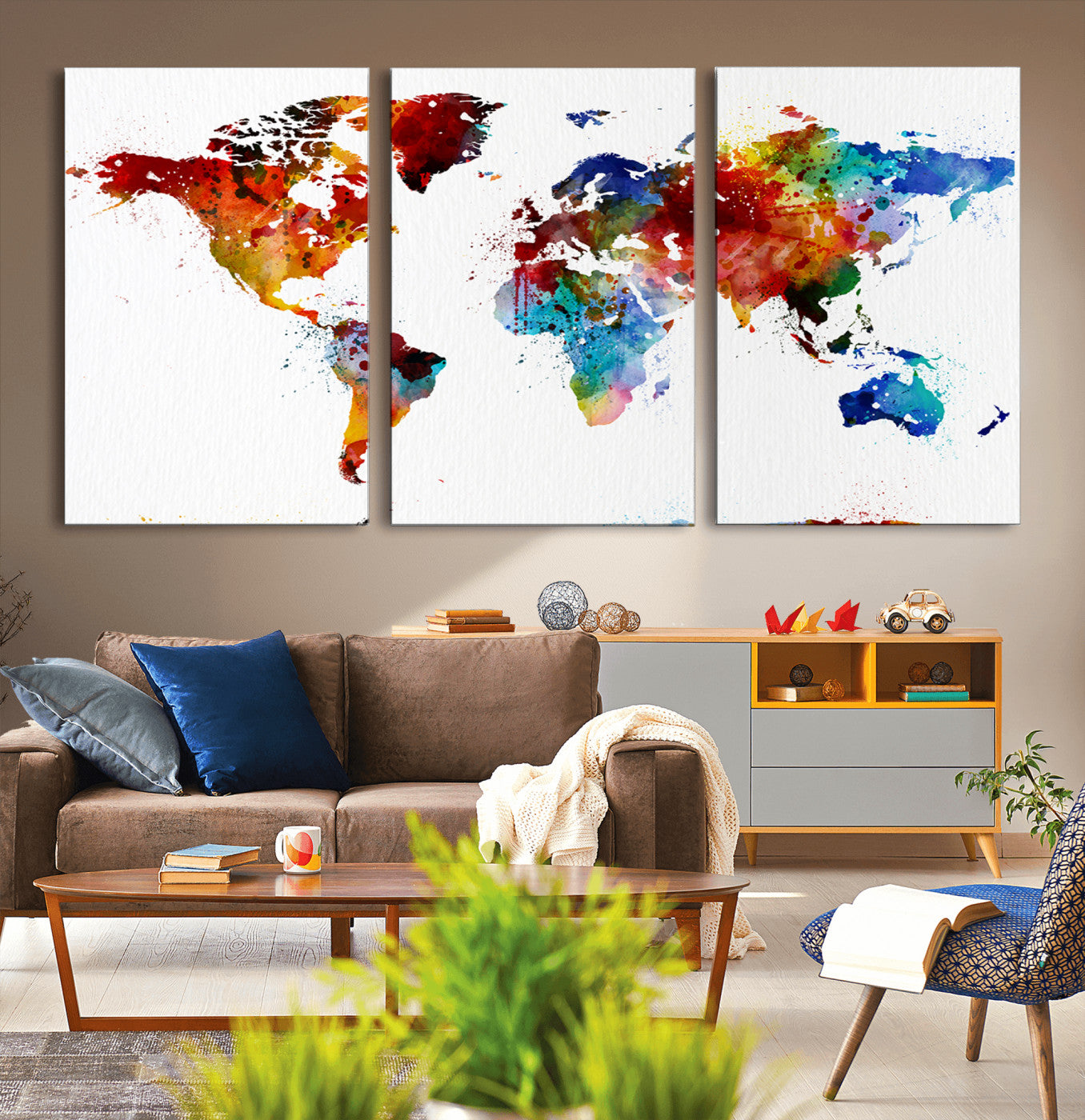 94085-MGV-CV-36X24-Push Pin World Map Canvas Print – Travel Tracker Wall Art for Couples, Perfect Anniversary Gift for Home or Office Decor