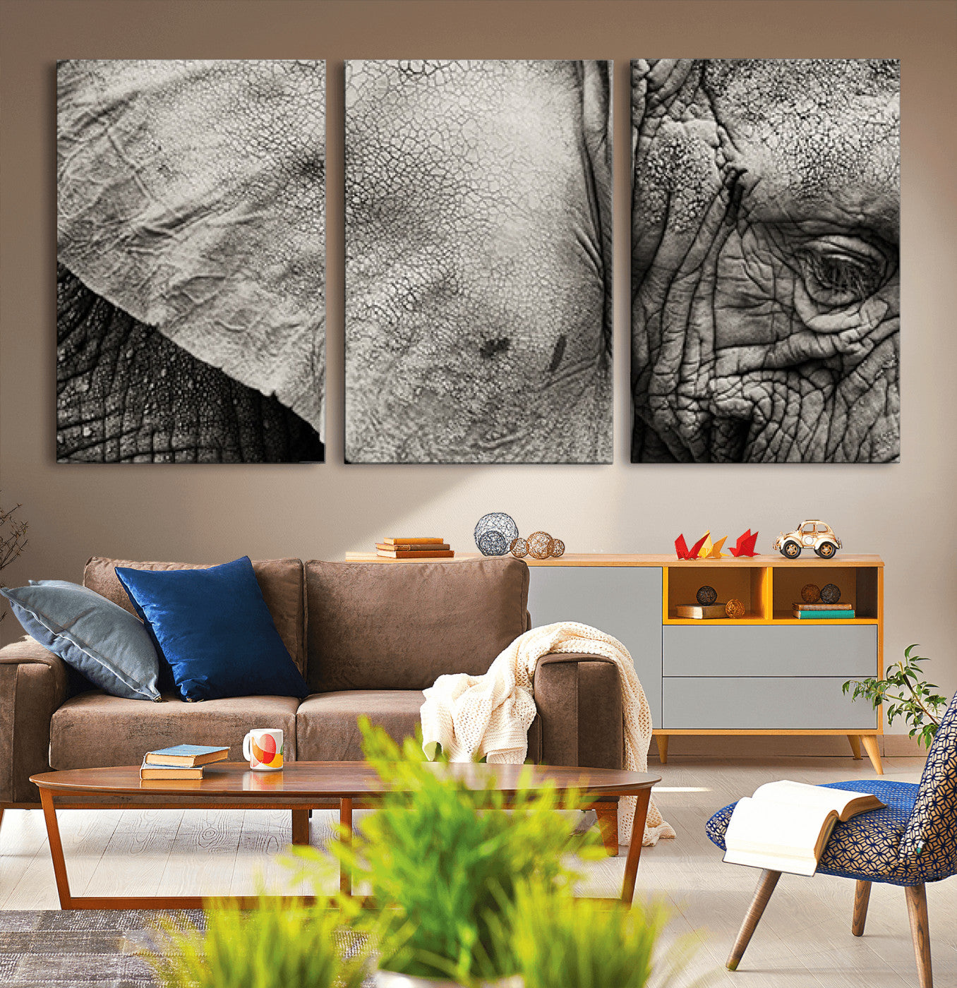 MGV-CV-60X30-3P - Elephant Wall Art Canvas Print