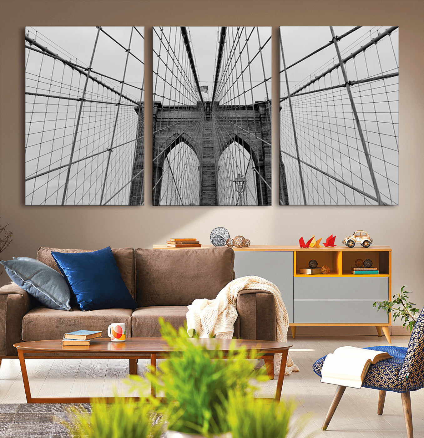 31341-MGV-CV-36X24-Large Brooklyn Bridge Wall Art Canvas Print