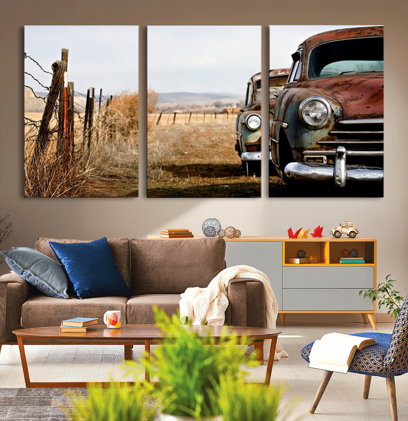 33308-MGV-CV-36X24-Old Rustic Classic Car Wall Art Canvas Print