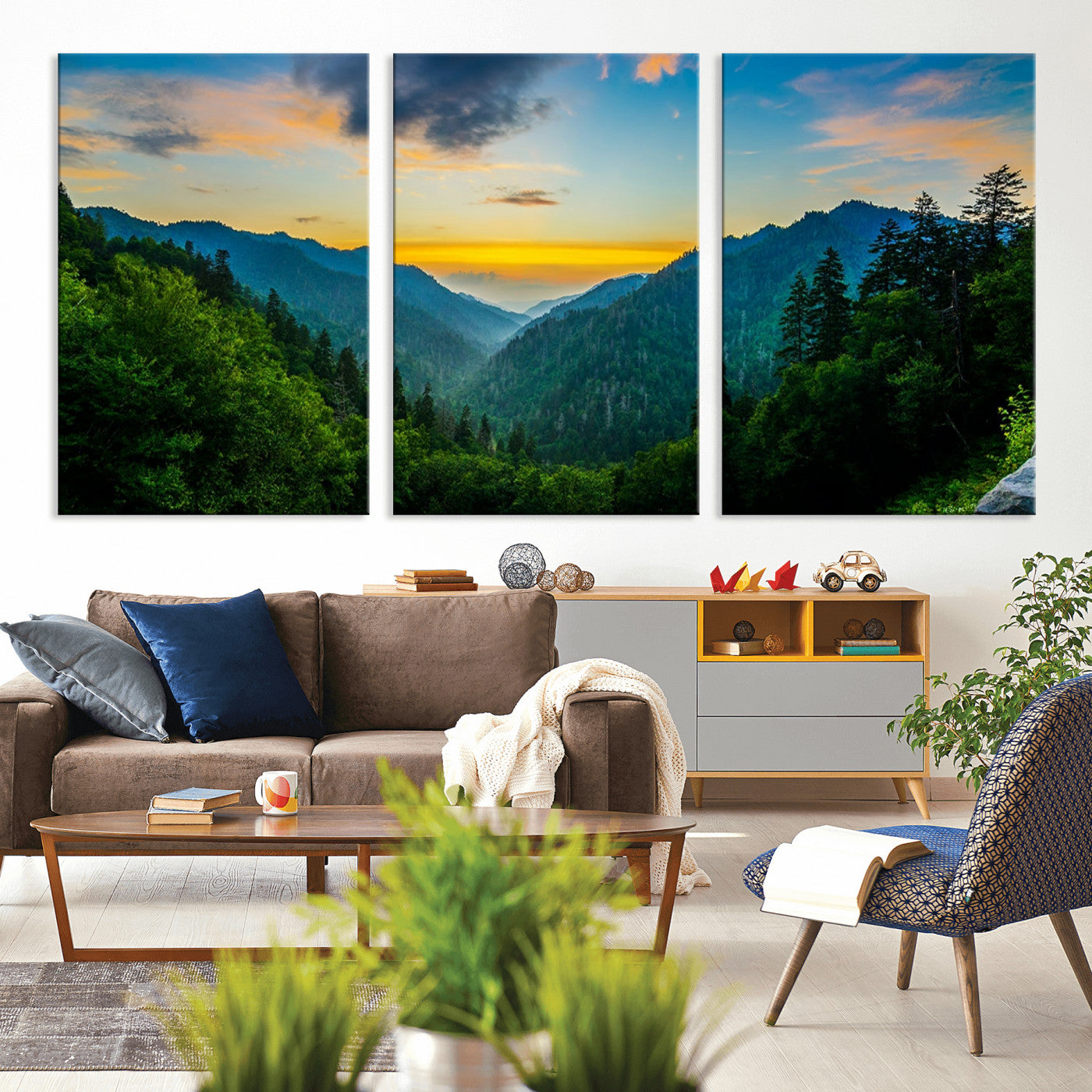 MGV-CV-60X30-3P - Green Forest Wall Art Canvas Print