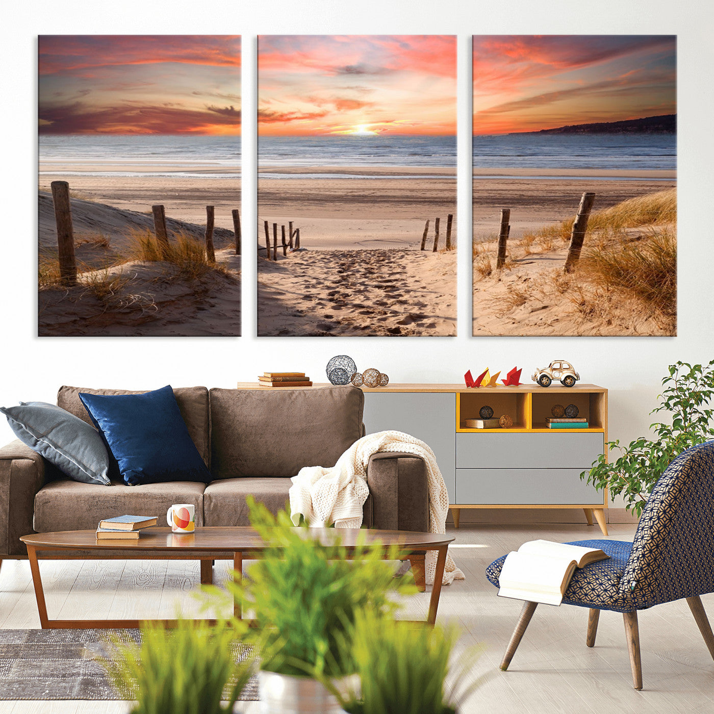 MGV-CV-60X30-3P - Sunset on the Sea Wall Art Canvas Print