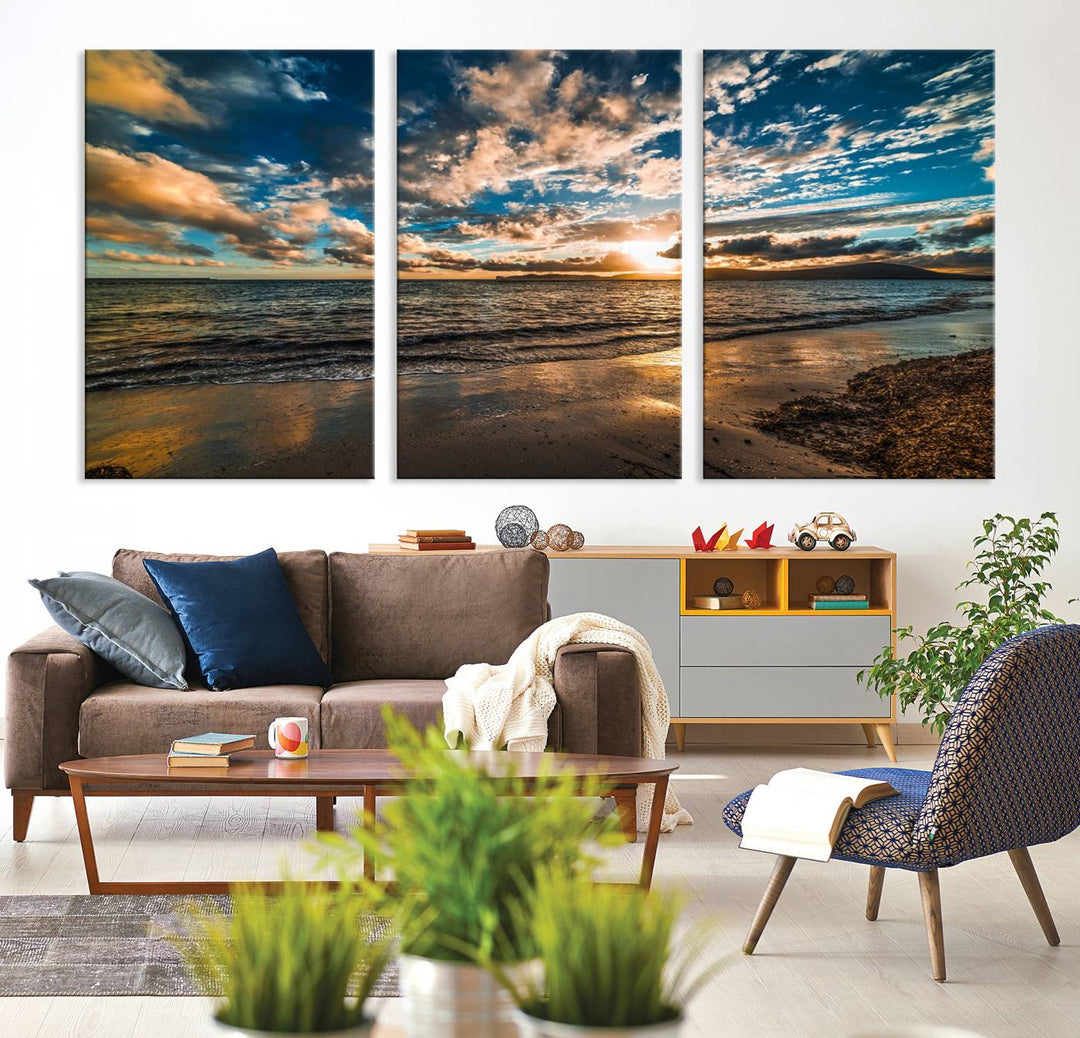 Beach Wall Art - Ocean Sunset Canvas.