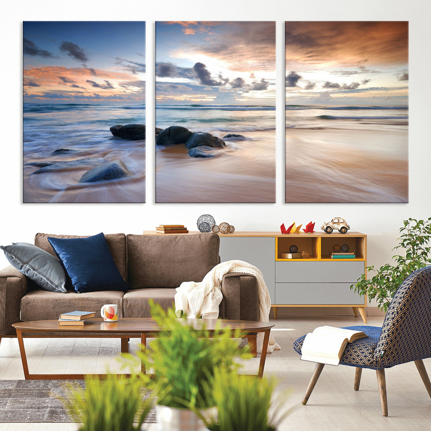 MGV-CV-60X30-3P - Serene Weather On The Beach Wall Art Canvas Print