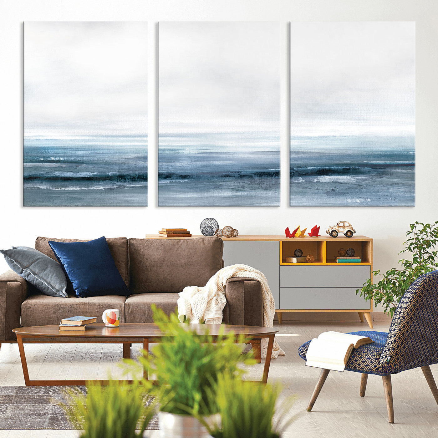 MGV-CV-60X30-3P - Blue Ocean Abstract Artwork Wall Art Canvas Print