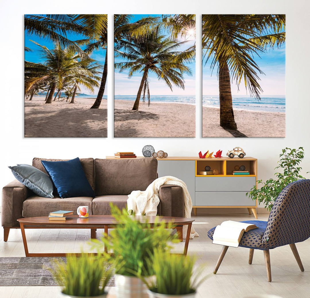 The Palm Beach Tropical Island Canvas Print is perfect wall art for a sunny beach vibe.