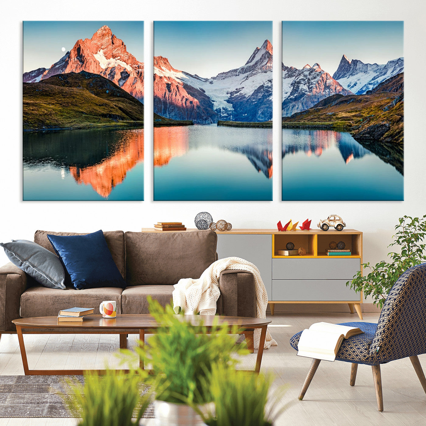 MGV-CV-60X30-3P - Landscape Mountain and Lake View Wall Art Canvas Print