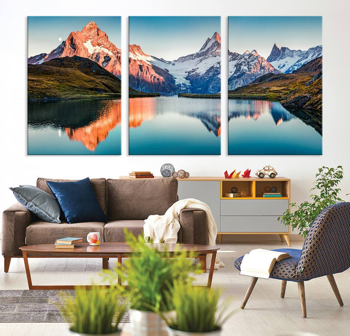 Landscape Mountain and Lake View Wall Art Canvas Print.