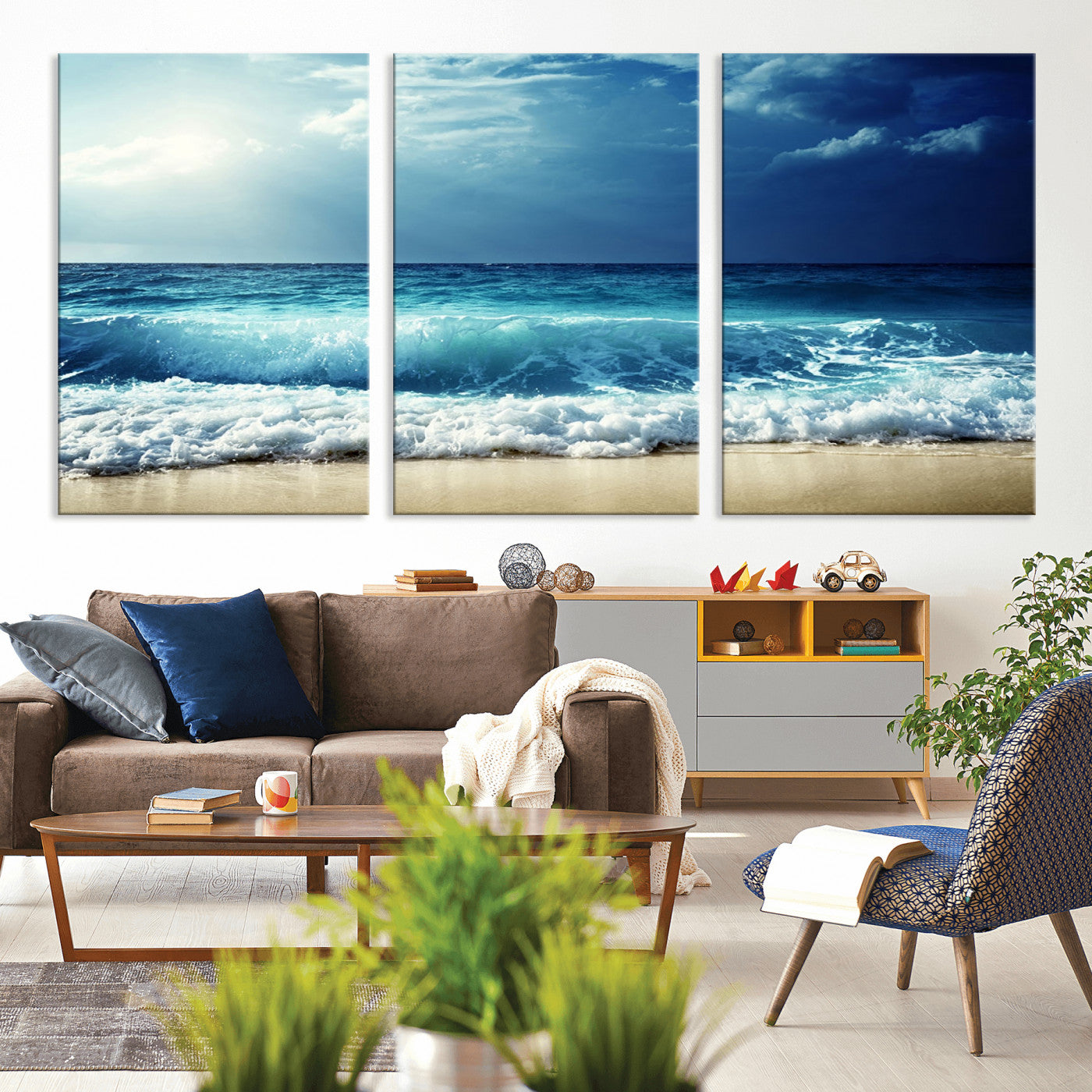 MGV-CV-60X30-3P - Majestic Ocean Wave Wall Art Canvas | 3 Panel Large Seascape Print for Living Room, Bedroom, Office Decor, Ready to Hang