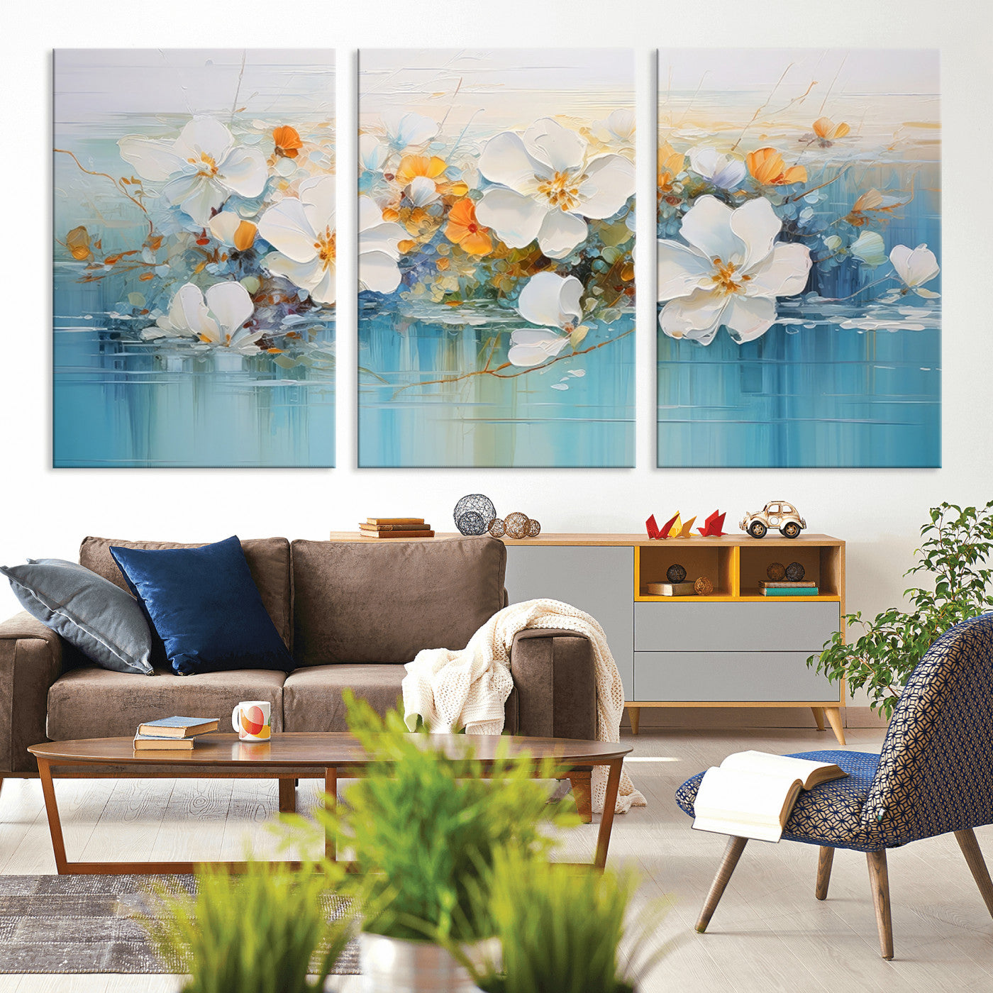 MGV-CV-60X30-3P - Abstract Flower Wall Art Canvas Print