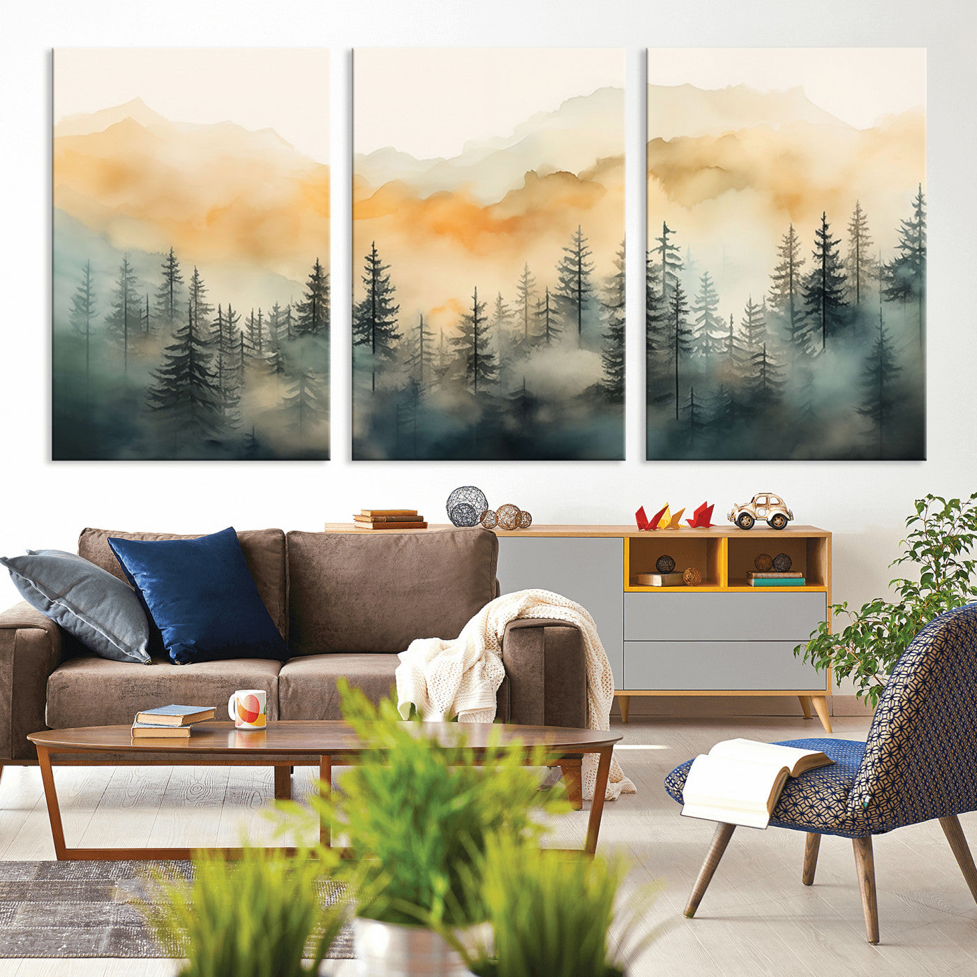 34155-MGV-CV-36X24-Abstract Forest Print - Mountain Wall Art | Autumn Landscape Canvas Print for Living Room, Bedroom, or Office | Large Wall Art Decor