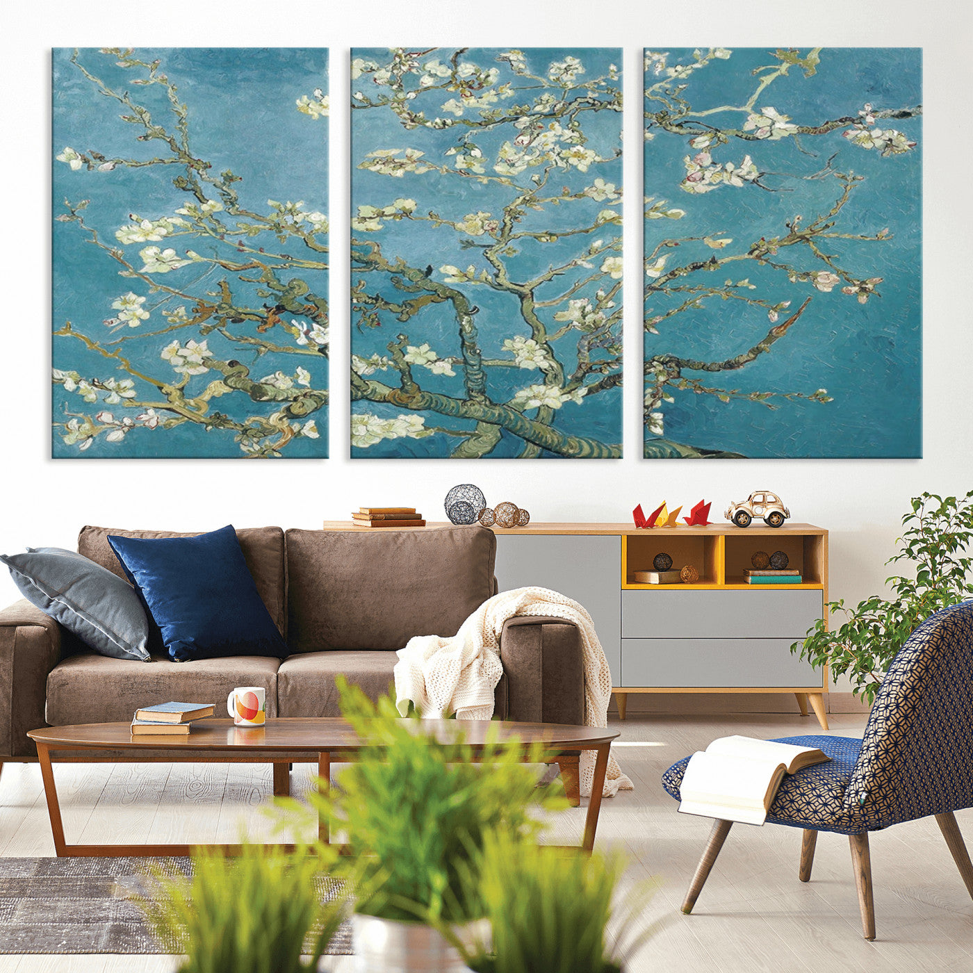 -Vincent Van Gogh's Almond Blossom Abstract Wall Art Canvas, Van Gogh Almond Blossom Canvas Print