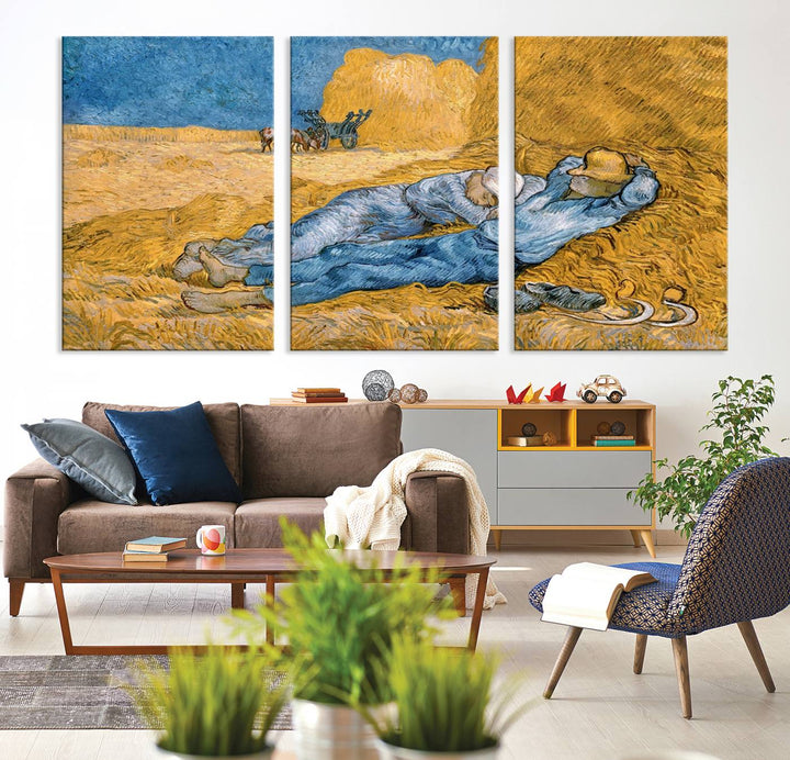 A Vincent Van Gogh Nature canvas print depicting resting farmers.