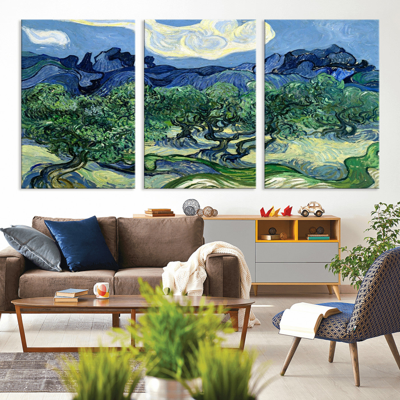 MGV-CV-60X30-3P - Olive Trees Van Gogh Wall Art Canvas Print