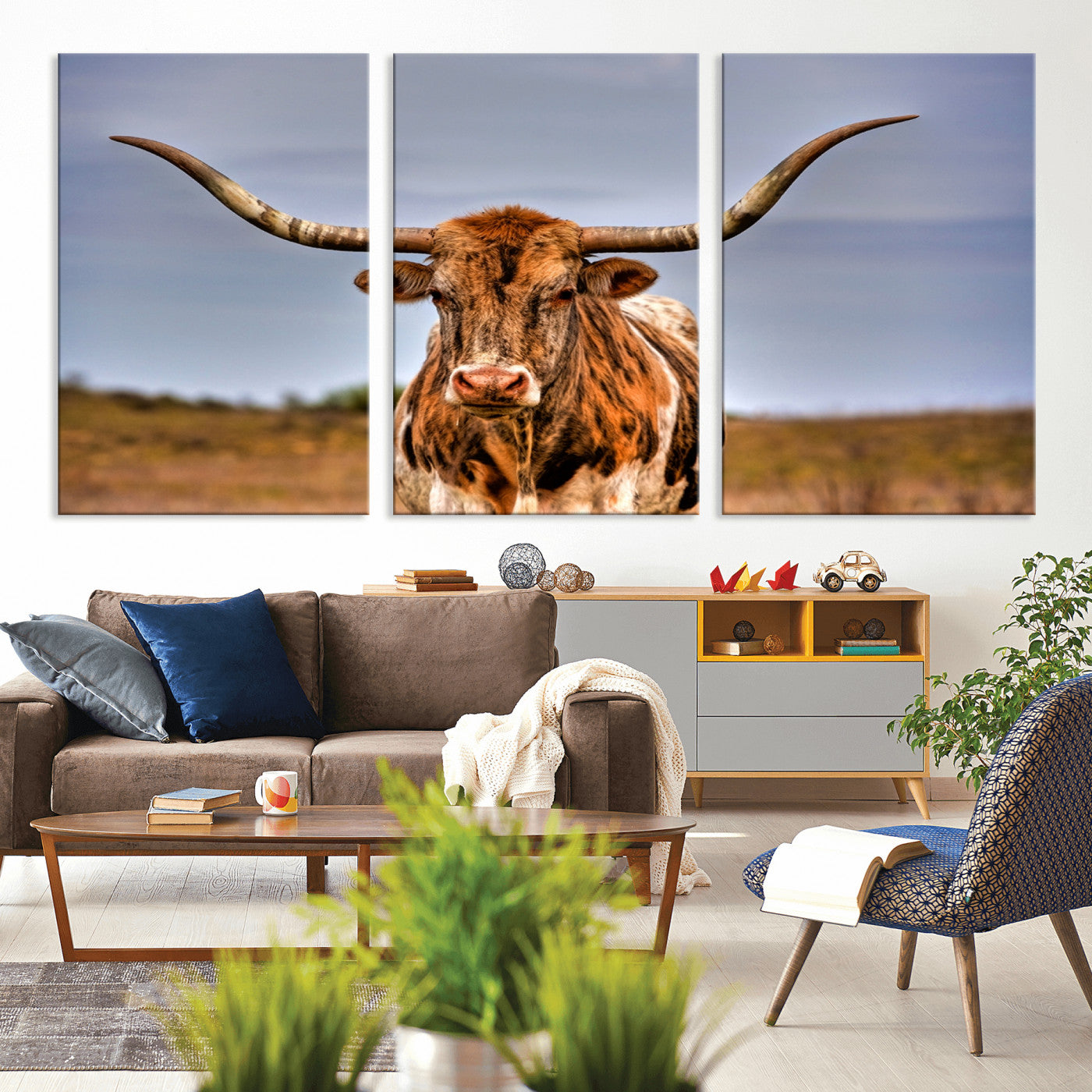 MGV-CV-60X30-3P - Texas Longhorn Wall Art Print