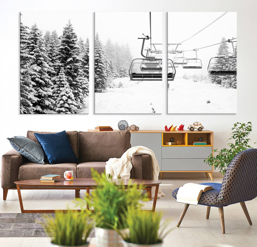 The winter decor features a Ski Lift Wall Art Canvas Print.