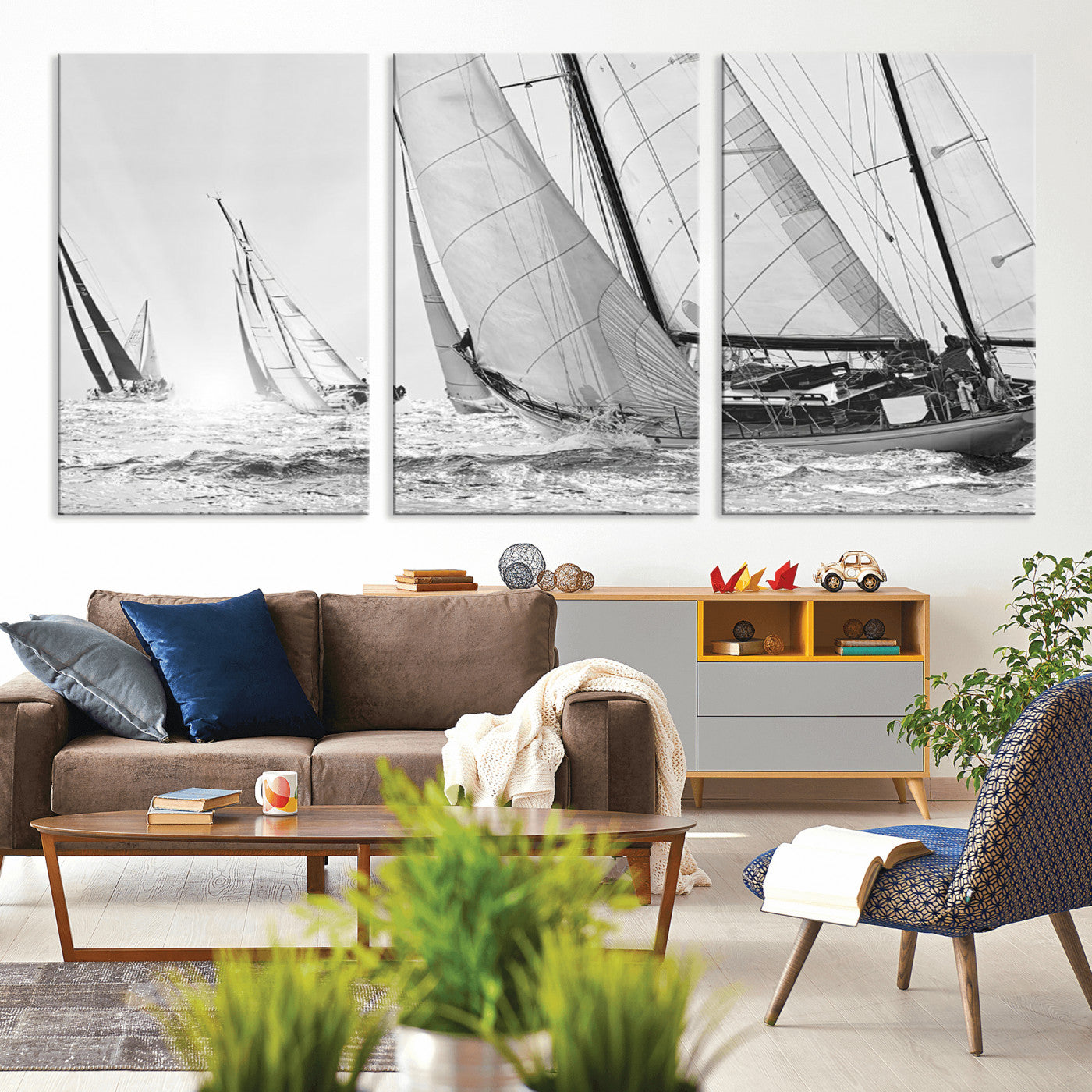 MGV-CV-60X30-3P - Yacht Sailboat Regatta Canvas Wall Art Canvas Print