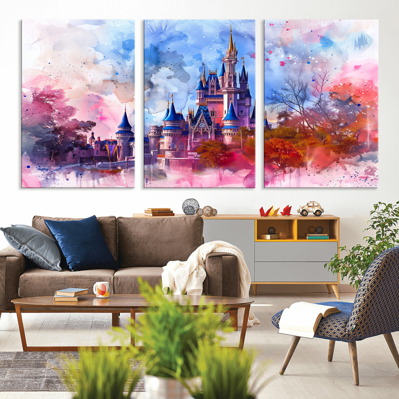 MGV-CV-60X30-3P - Disney Wall Art: Dreamy Watercolor Cinderella Castle Canvas Print