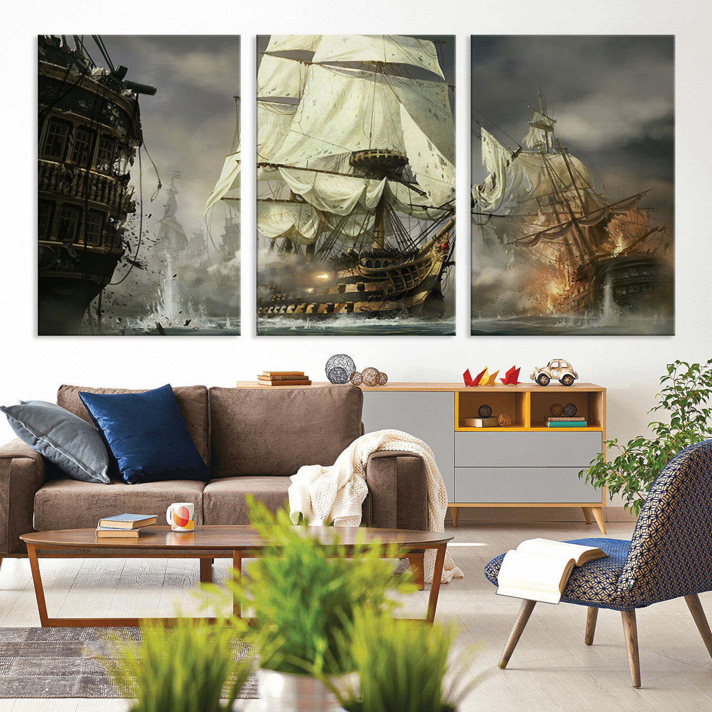 MGV-CV-60X30-3P - Pirate Ship War Wall Art Canvas Print