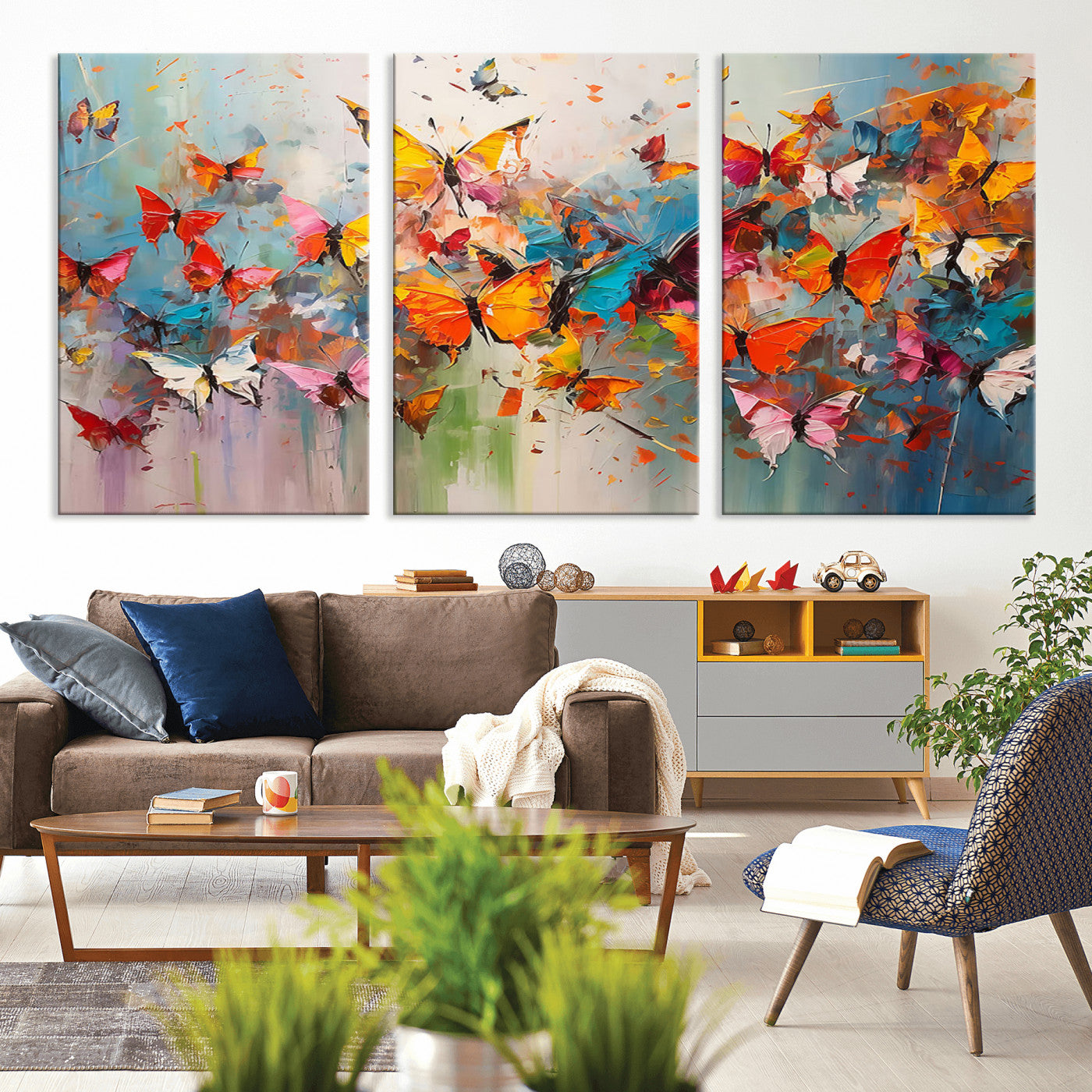 -Abstract Butterfly Wall Art Canvas Print