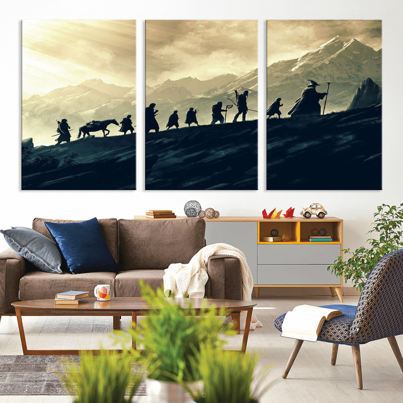 41574-MGV-CV-36X24-Lord of the Rings Silhouette Wall Art Capturing the Epic Quest Through Middle-Earth - The