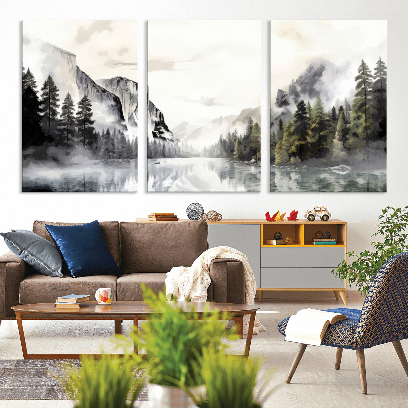 MGV-CV-60X30-3P - Yosemite Valley Wall Art Canvas Print – Framed and Ready to Hang – Majestic Nature Landscape Décor