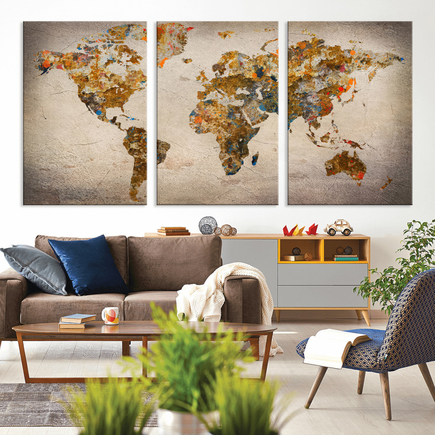 MGV-CV-60X30-3P - Push Pin World Map Canvas Print – Framed Wall Art for Couples to Track Their Travels – Anniversary