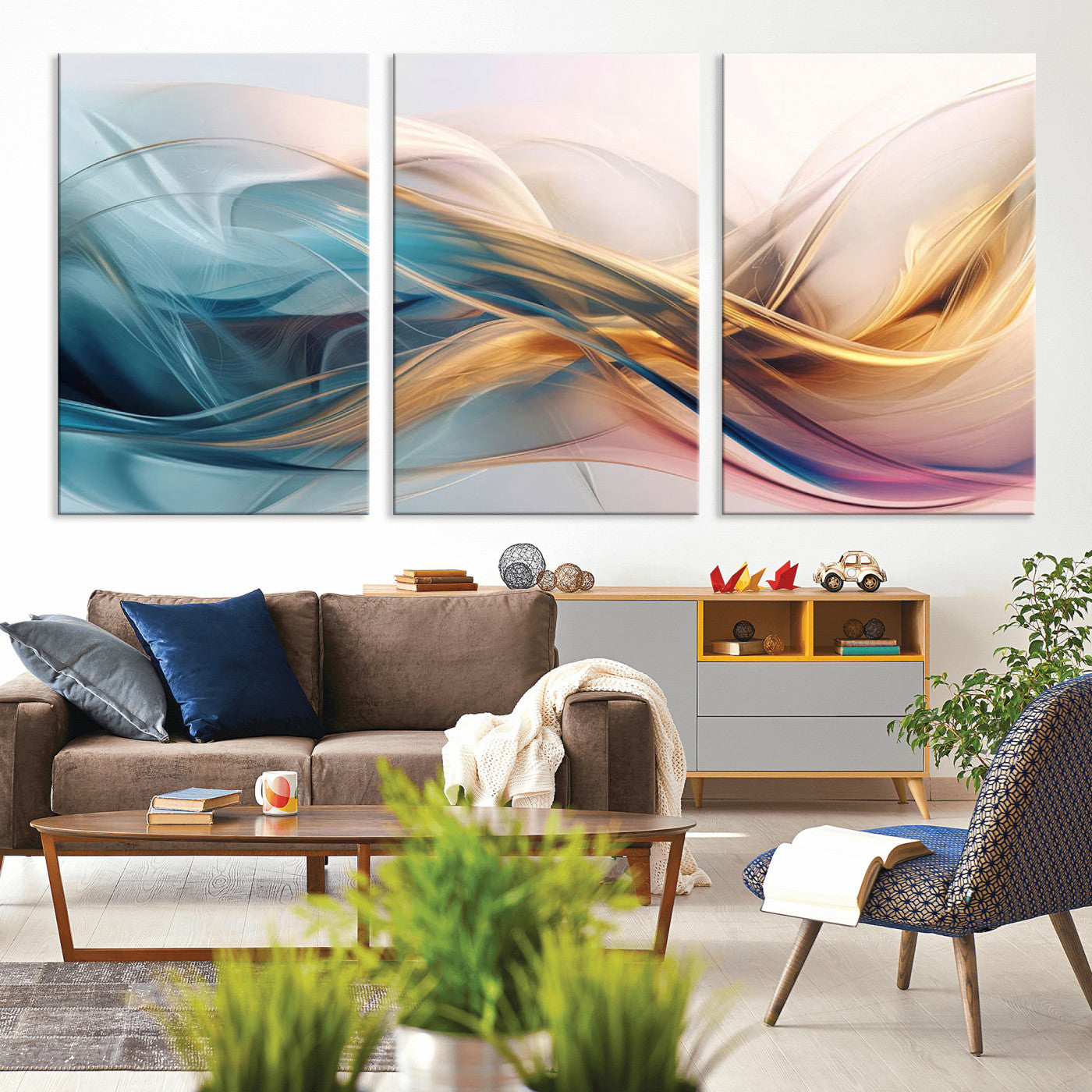 -Abstract Flowing Colors Wall Art Canvas Print
