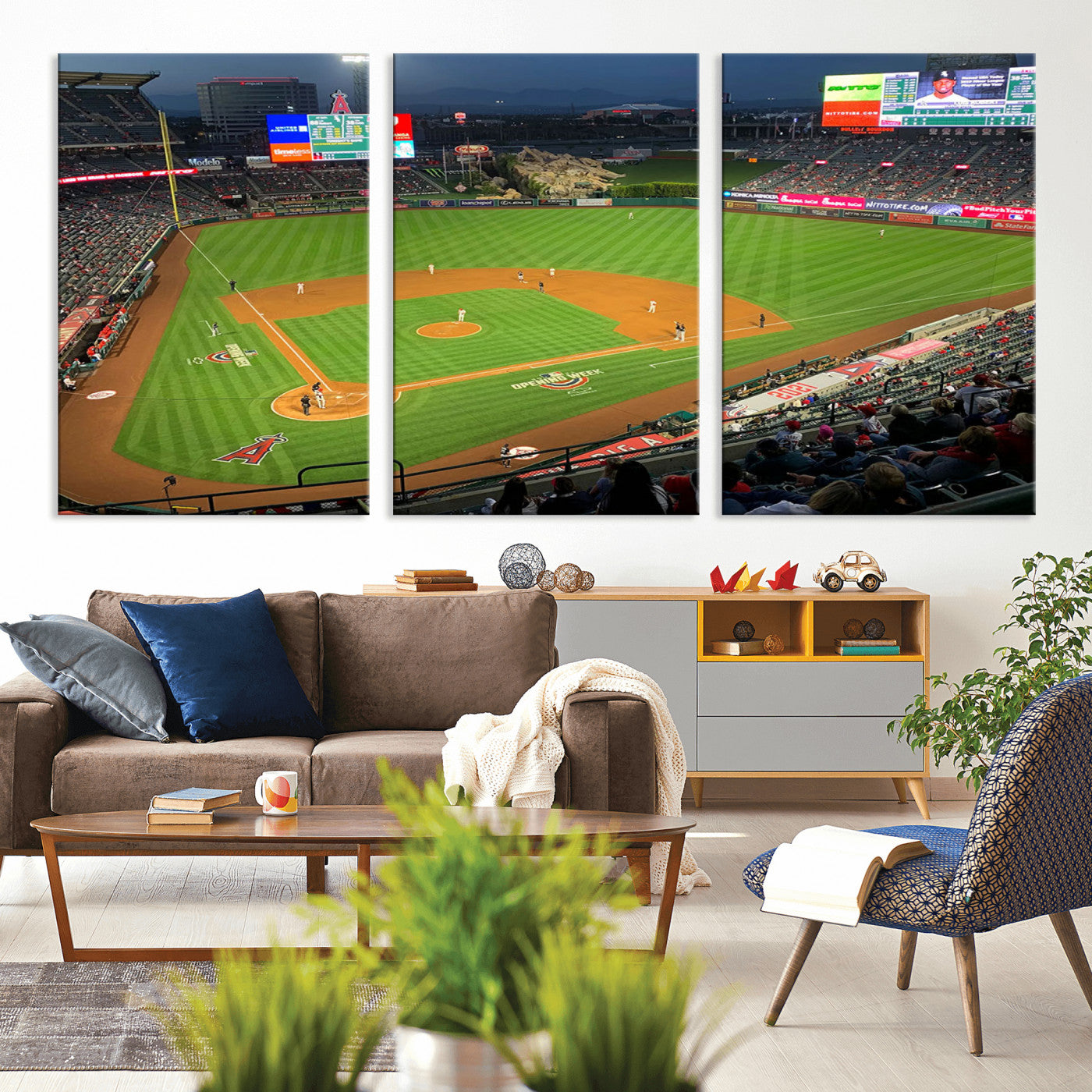 MGV-CV-60X30-3P - Angel Stadium Aerial View – Los Angeles Angels Baseball Canvas Print, Framed, Ready to Hang