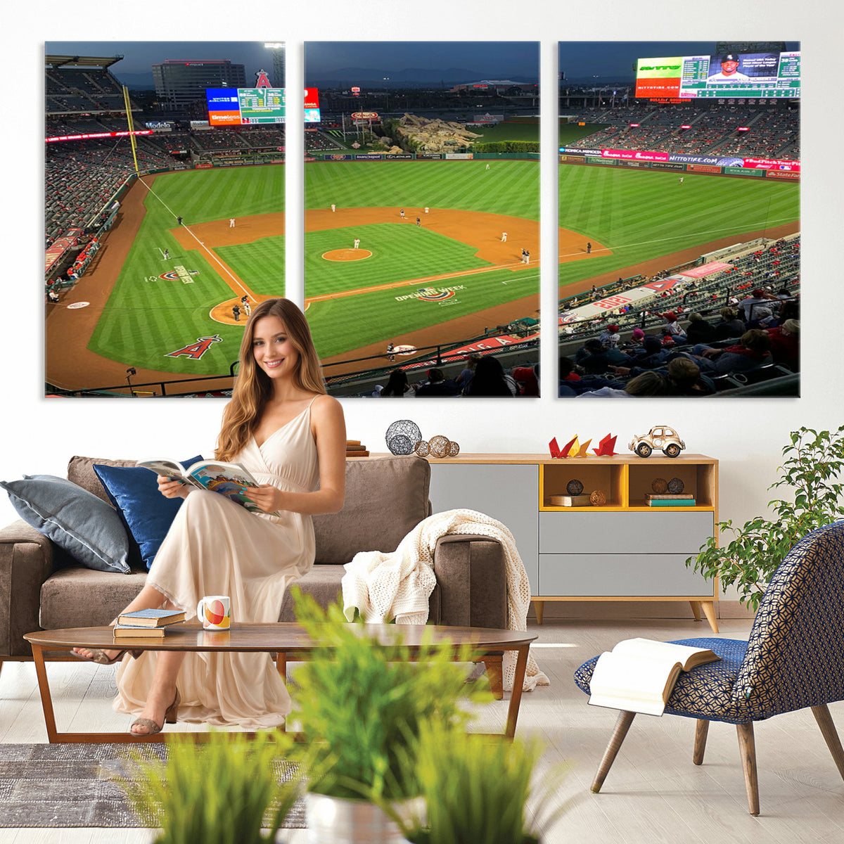 93707-MGV-CV-36X24 - Angel Stadium Aerial Canvas Print | Los Angeles Angels Baseball