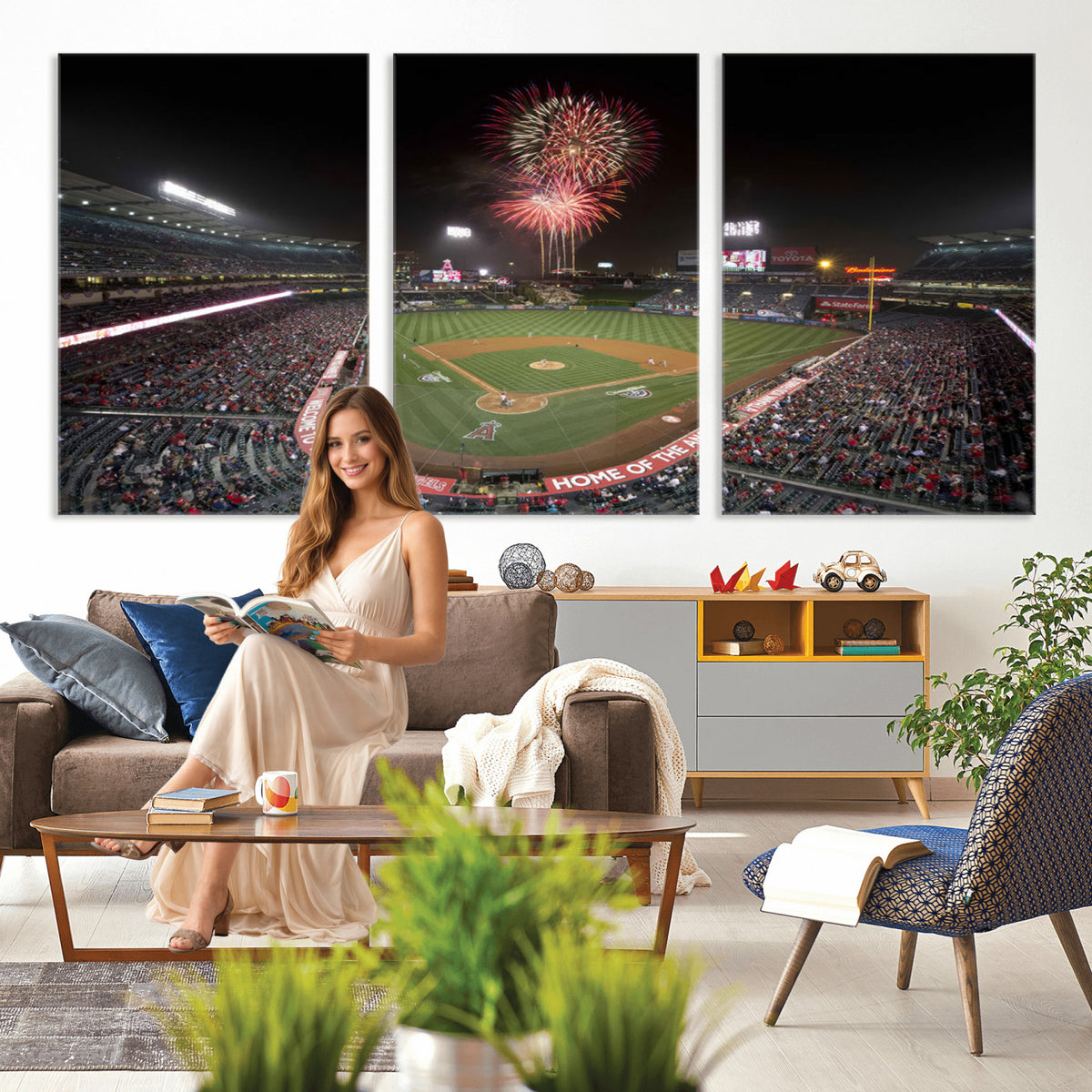 63592-MGV-CV-36X24 - Angel Stadium in Los Angeles Stadium Wall Art Canvas Print