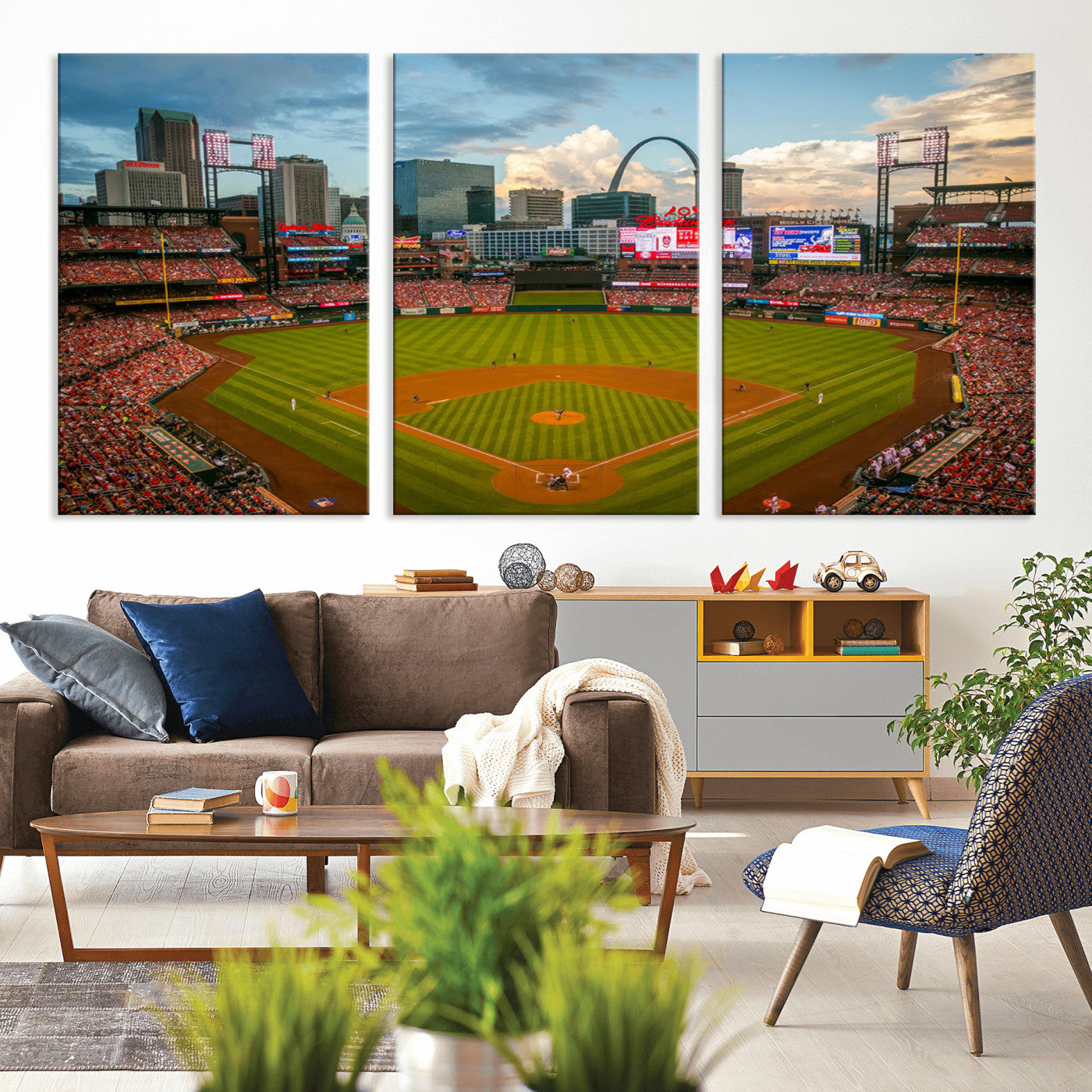 MGV-CV-60X30-3P - Busch Stadium Wall Art Print | St. Louis Cardinals Baseball Stadium Canvas Print | Framed Sports Decor for Living Room, Man Cave Decor