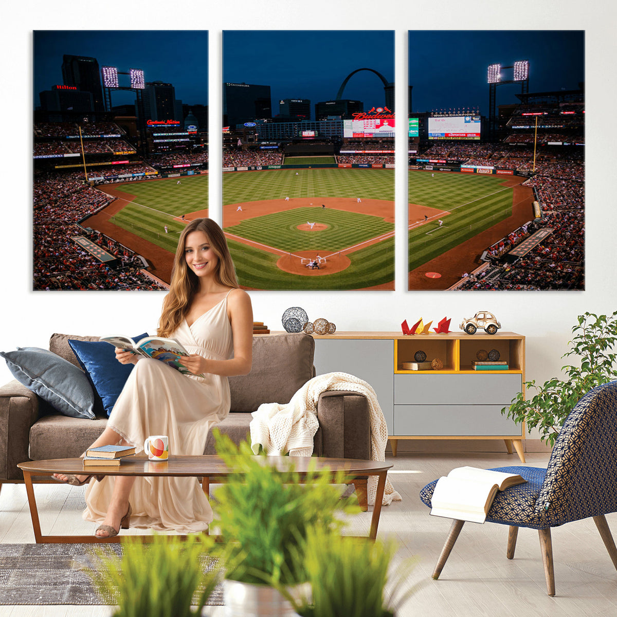38612-MGV-CV-36X24 - St. Louis Cardinals Baseball Team Print - Busch Stadium Wall Art