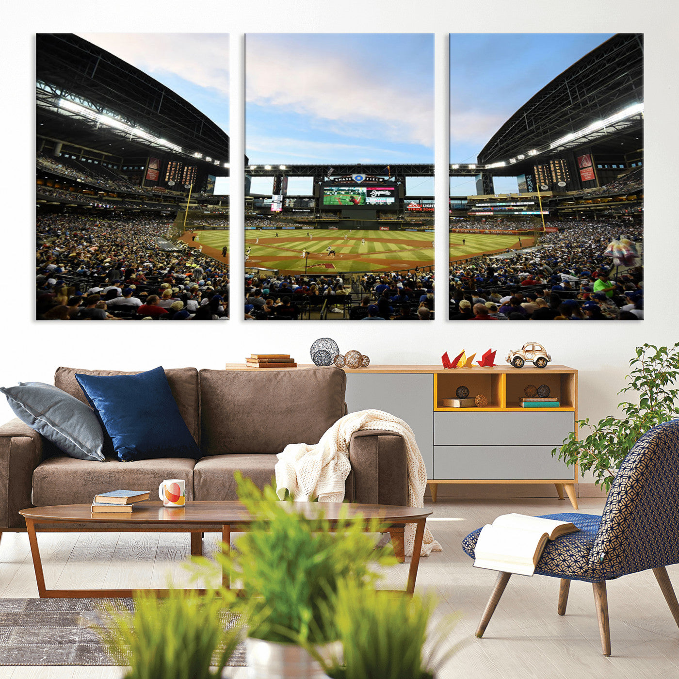 MGV-CV-60X30-3P - Arizona Diamondbacks Baseball Team Print - Phoenix Chase Field Stadium Wall Art Canvas Print