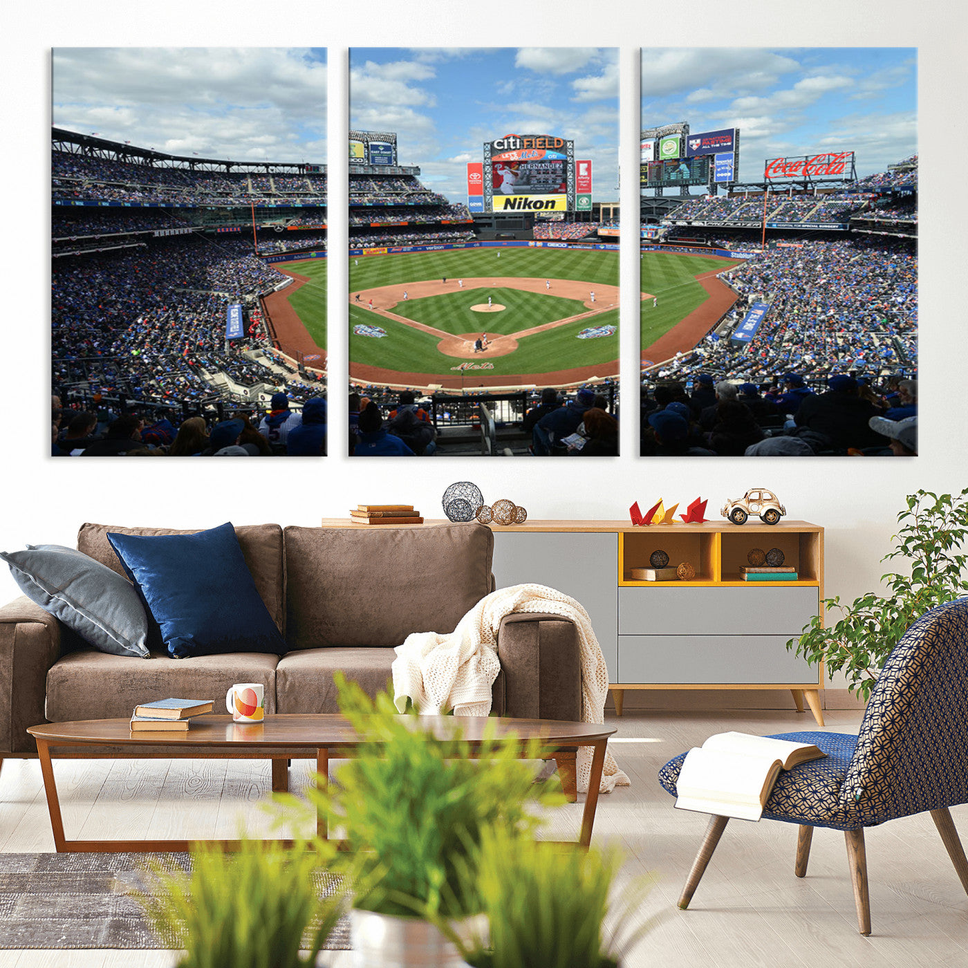 MGV-CV-60X30-3P - New York Mets Baseball Team Print - Citi Field Stadium Wall Art Canvas Print